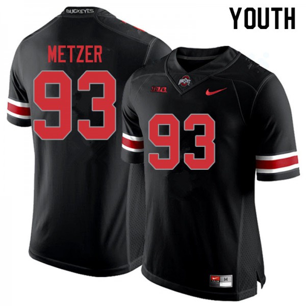 Ohio State Buckeyes #93 Jake Metzer Youth NCAA Jersey Blackout